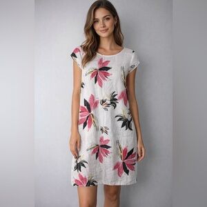 Eternelle 100% Linen Floral Dress
